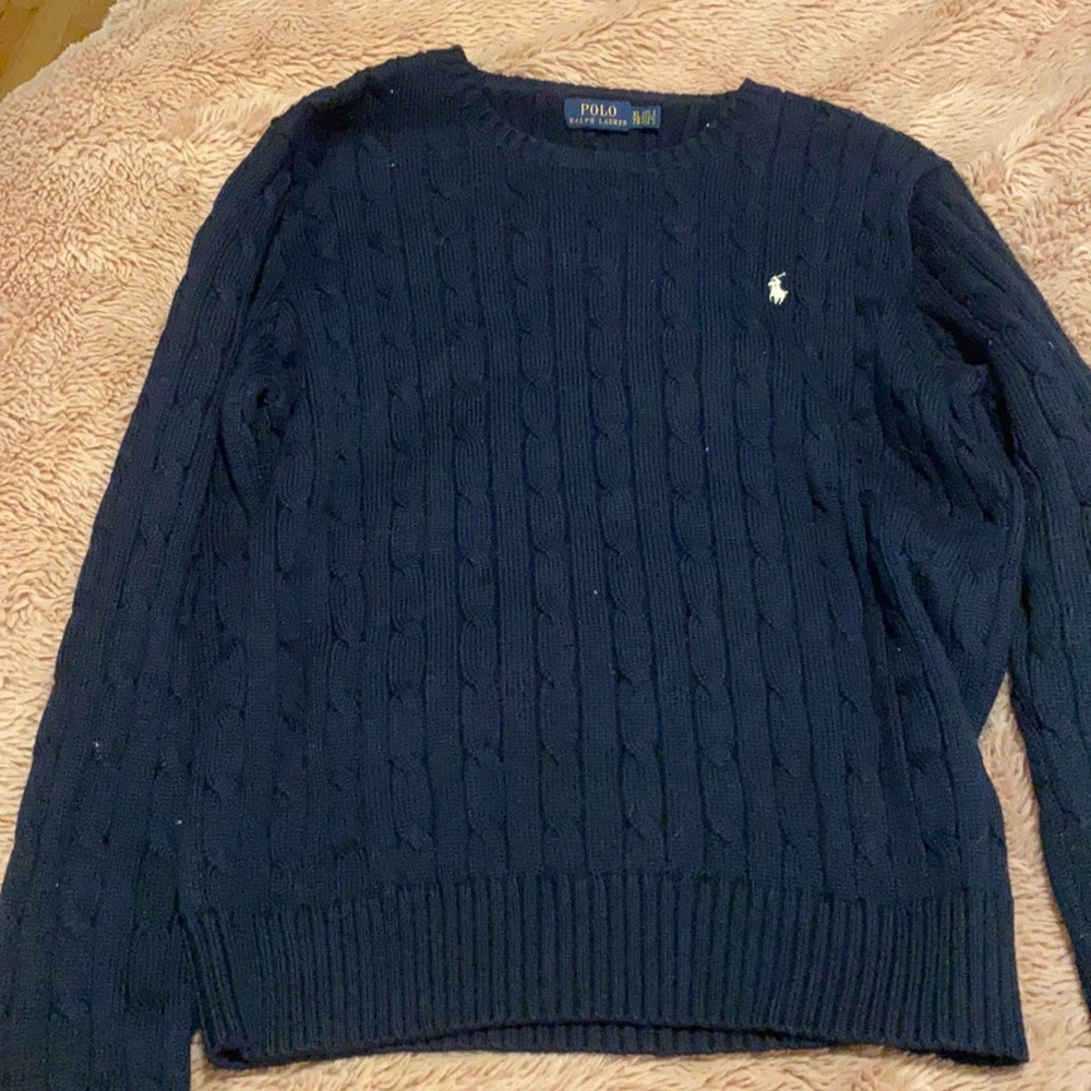 Navy blue cable knit Ralph Lauren polo